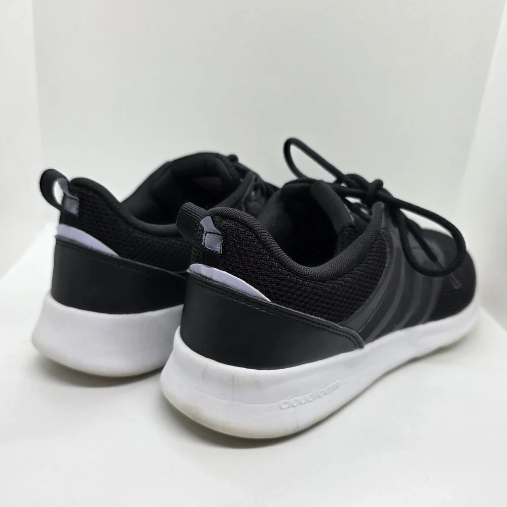 adidas QT Racer 2.0 Cloudfoam Shoes Black White Men's Size 9 H00548